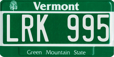 VT license plate LRK995