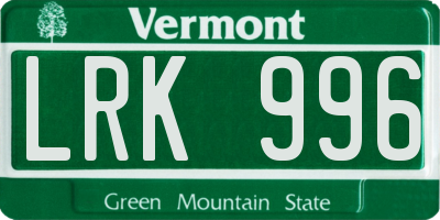 VT license plate LRK996