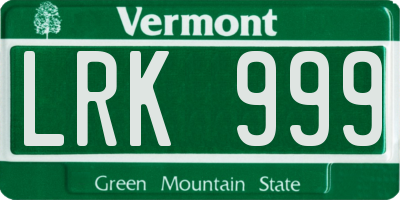 VT license plate LRK999