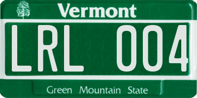 VT license plate LRL004