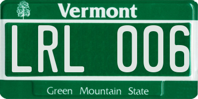 VT license plate LRL006