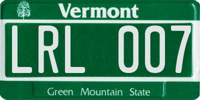 VT license plate LRL007