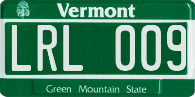 VT license plate LRL009