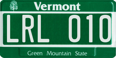 VT license plate LRL010