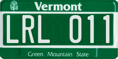 VT license plate LRL011