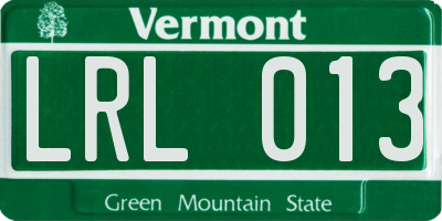 VT license plate LRL013