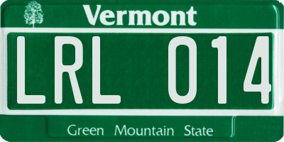 VT license plate LRL014