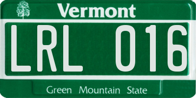 VT license plate LRL016