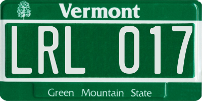VT license plate LRL017
