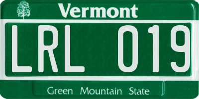 VT license plate LRL019
