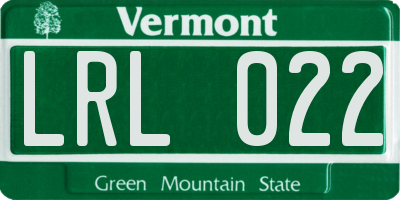 VT license plate LRL022