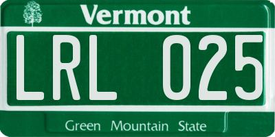 VT license plate LRL025