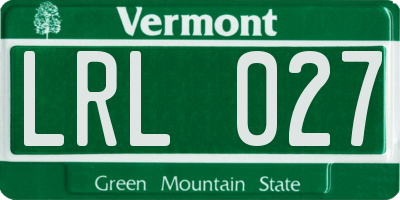 VT license plate LRL027