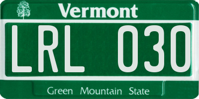 VT license plate LRL030