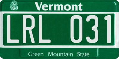 VT license plate LRL031