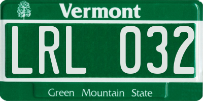 VT license plate LRL032