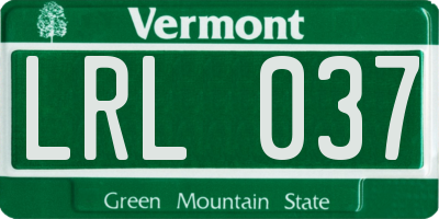VT license plate LRL037