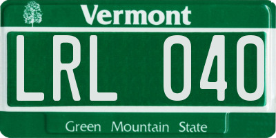 VT license plate LRL040