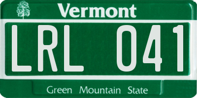 VT license plate LRL041