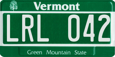 VT license plate LRL042