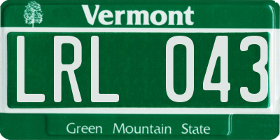 VT license plate LRL043
