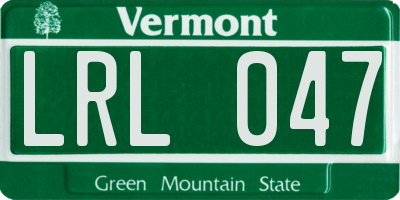 VT license plate LRL047