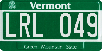 VT license plate LRL049