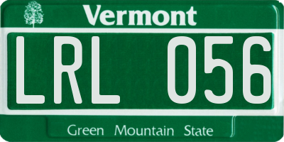 VT license plate LRL056