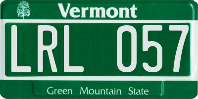 VT license plate LRL057