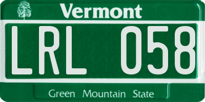 VT license plate LRL058