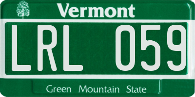VT license plate LRL059