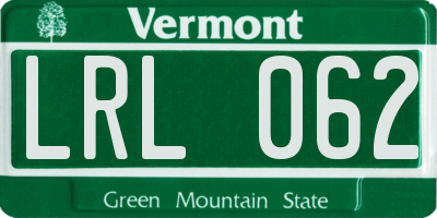 VT license plate LRL062