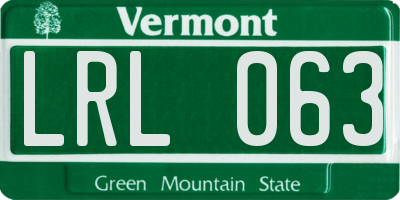 VT license plate LRL063