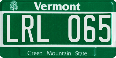 VT license plate LRL065
