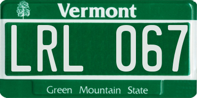 VT license plate LRL067