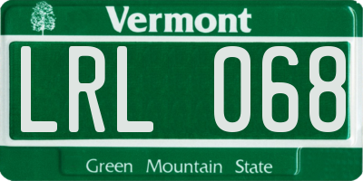 VT license plate LRL068