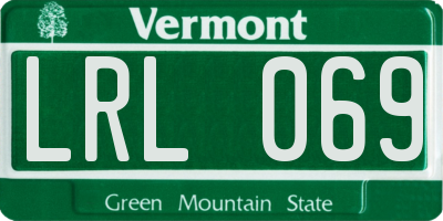 VT license plate LRL069