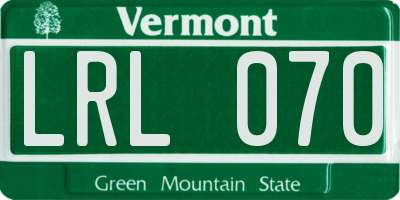 VT license plate LRL070