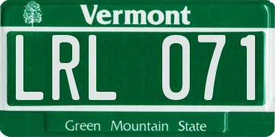 VT license plate LRL071