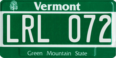 VT license plate LRL072