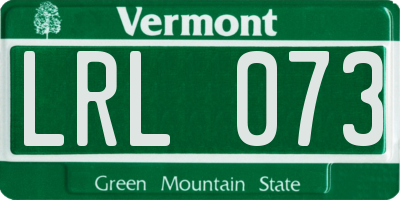 VT license plate LRL073