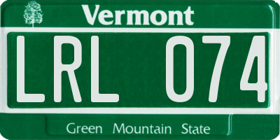 VT license plate LRL074