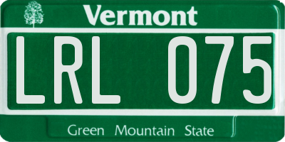 VT license plate LRL075