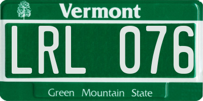 VT license plate LRL076