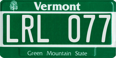 VT license plate LRL077