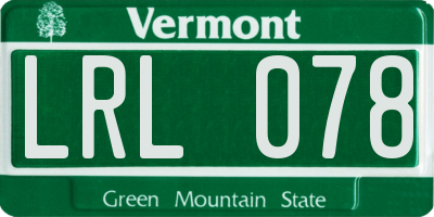 VT license plate LRL078