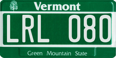 VT license plate LRL080