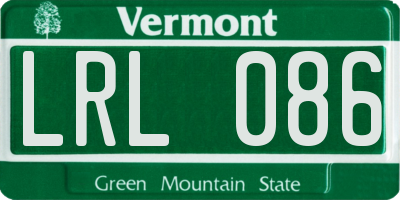 VT license plate LRL086