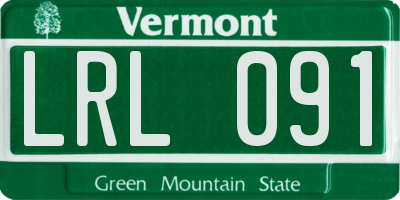 VT license plate LRL091