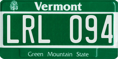 VT license plate LRL094